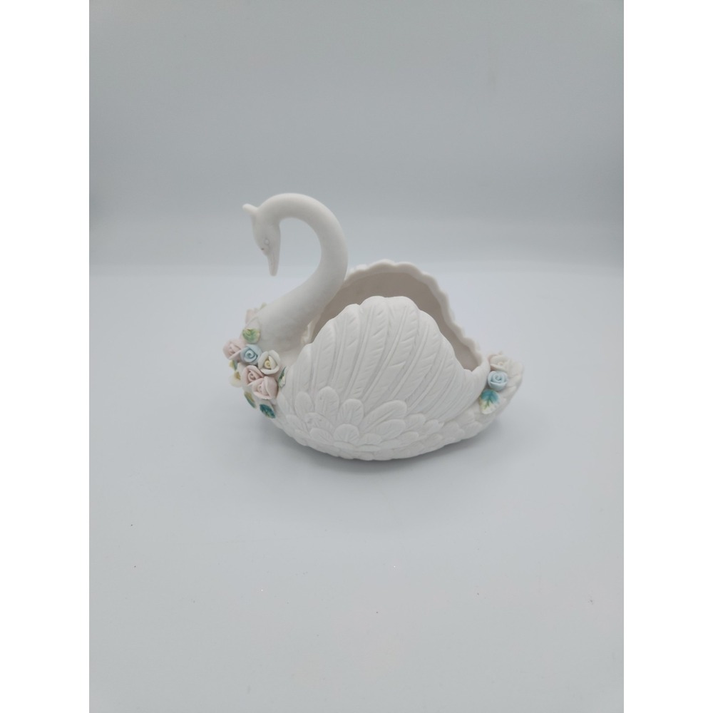 Vintage 4 3/4" Tall Porcelain Swan Mini‎ Planter